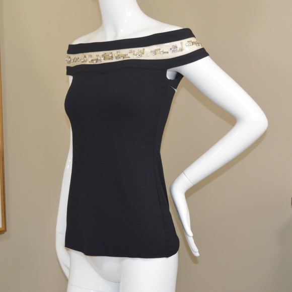 🆕🏷️ Bailey 44 Beaded Mesh Black Reflective Top Size XS - Picture 5 of 9